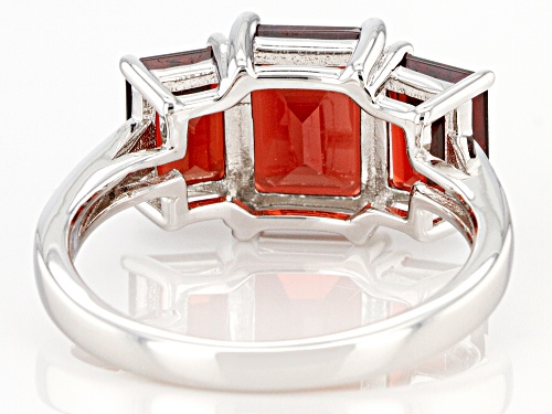 4.83ctw Emerald Cut Vermelho Garnet(TM) With Champagne Diamond Accent Rhodium Over Silver Ring - Size 7