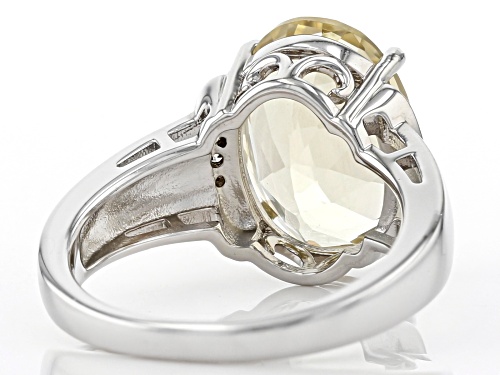 4.32ct Oval Labradorite and Champagne Diamond Accent Rhodium Over Sterling Silver Ring - Size 7