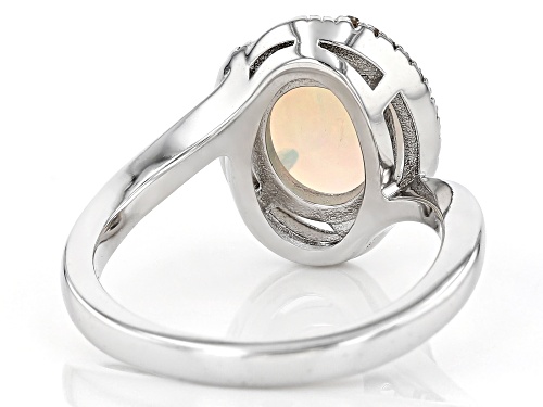 1.50ct Oval Ethiopian Opal and 0.11ctw Champagne Diamond Accent Rhodium Over Silver Ring - Size 9