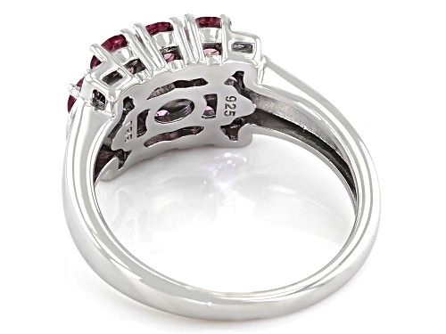 1.27ctw Round Blush Color Garnet With 0.03ctw White Diamond Accent Rhodium Over Silver Ring - Size 10