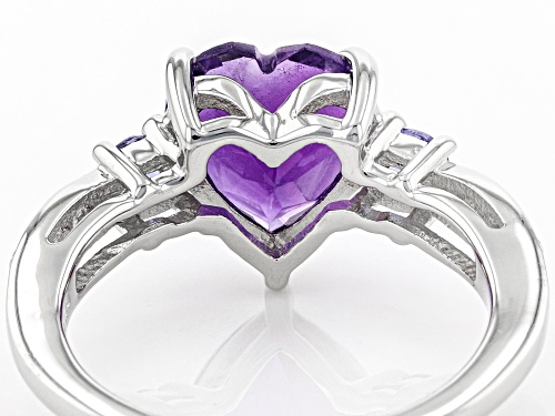 2.12ct African Amethyst, 0.20ctw Tanzanite With  Diamond Accent Rhodium Over Silver Ring - Size 8