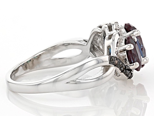 2.08ctw Oval Lab Alexandrite With 0.05ctw Champagne & White Diamond Accent Rhodium Over Silver Ring - Size 9