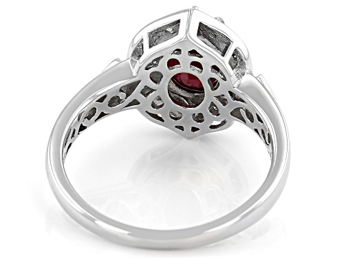 1.45ct Oval Mahaleo® Ruby With .07ctw Champagne Diamond Accent Rhodium Over Sterling Silver Ring - Size 10