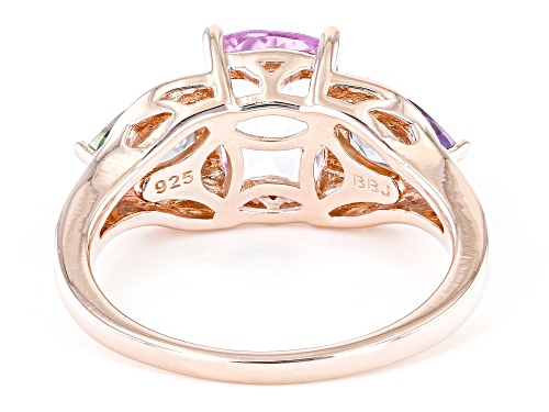 2.42ct Kunzite With 0.77ctw Mystic Topaz And  White Diamond 18K Rose Gold Over Silver Ring - Size 9