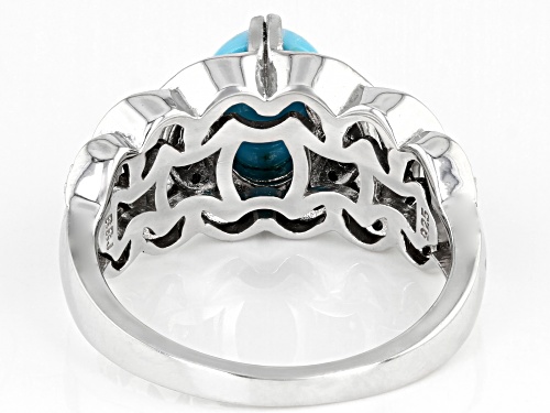 Sleeping Beauty Turquoise With 0.04ctw White Diamond Accent Rhodium Over Sterling Silver Ring - Size 8