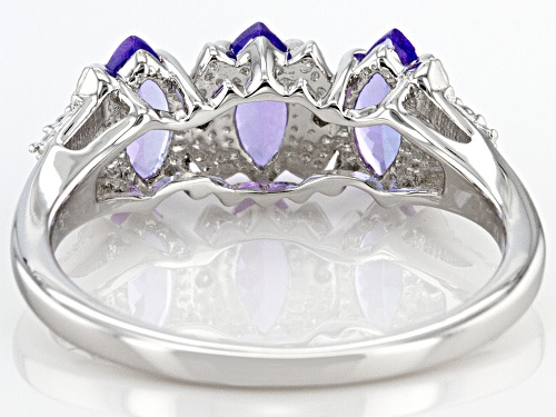 0.89ctw Marquise Tanzanite And 0.01ctw White Diamond Accent Rhodium Over Sterling Silver Ring - Size 8