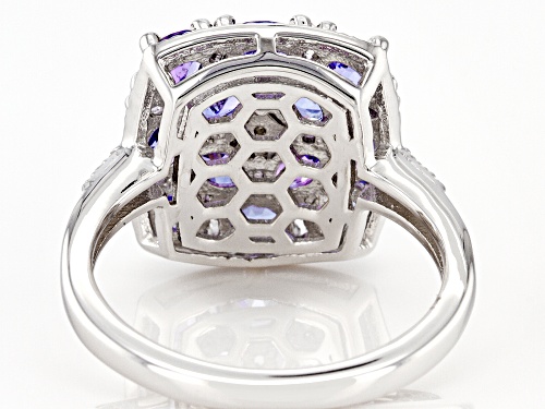 1.97ctw Tanzanite With White Diamond Rhodium Over Sterling Silver Ring - Size 9