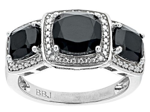 17.53ctw Black Spinel And Diamond Rhodium Over Brass Necklace, Bracelet, Ring And Earring Set