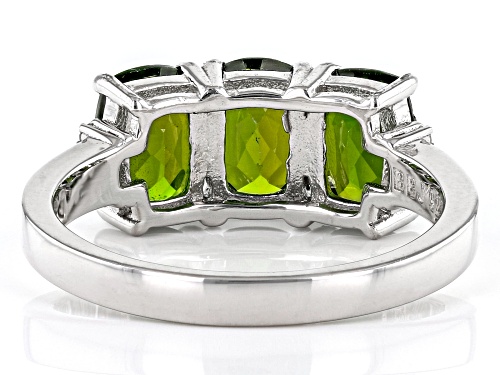 2.27ctw Cushion Chrome Diopside And 0.03ctw White Diamond Accent Rhodium Over Silver Ring - Size 7