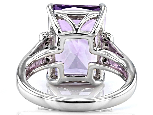 6.47ct African Amethyst & 0.04ctw Champagne Diamond Rhodium Over Sterling Silver Ring - Size 8