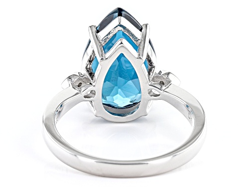 5.68ct London Blue Topaz And 0.01ctw White Diamond Rhodium Over Sterling Silver Ring - Size 8