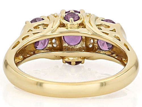 1.44ctw Lab Created Alexandrite with .03ctw White Topaz 18k Yellow Gold Over Sterling Silver Ring - Size 10