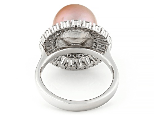 Genusis Pearls™ 10.5mm Pink Cultured Freshwater Pearl And Bella Luce® Rhodium Over Silver Ring - Size 7
