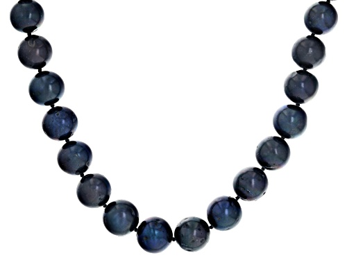 10.5mm Black Cultured Freshwater Pearl Rhodium Over Sterling Silver Necklace Bracelet & Earring Set