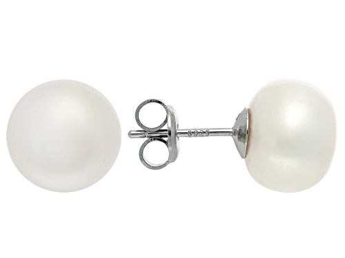 10.5mm White Cultured Freshwater Pearl Rhodium Over Sterling Silver Necklace Bracelet & Earring Set