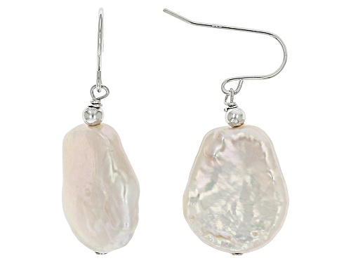 Genusis™ 13-15mm White Cultured Freshwater Pearl Rhodium Over Silver Necklace And Earring Set