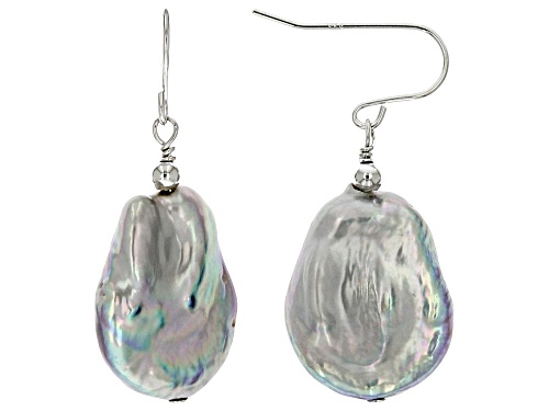 Genusis™ 13-15mm Platinum Cultured Freshwater Pearl Rhodium Over Silver Necklace And Earring Set