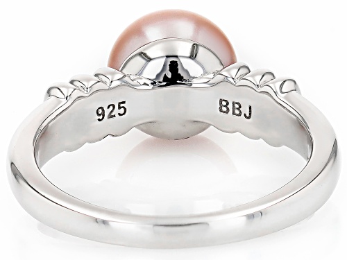 8-9mm Lavender Cultured Freshwater Pearl Rhodium  Over Sterling Silver Ring - Size 10