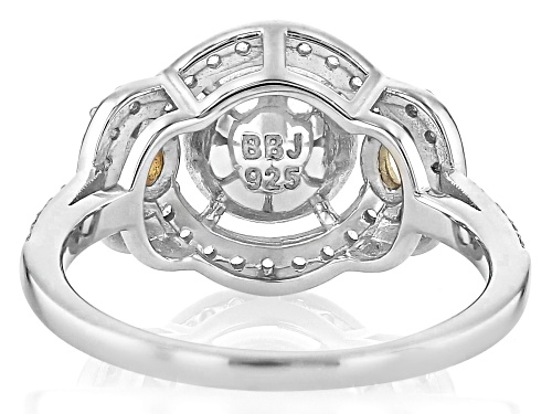 Genusis™ 7mm White Cultured Freshwater Pearl With Opal & White Zircon Rhodium Over Silver Ring - Size 9