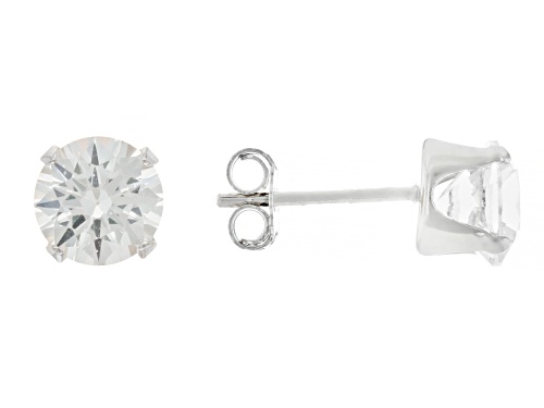 8mm Pink Cultured Freshwater Pearl & Lab Created White Sapphire Rhodium Over Silver Stud Earrings