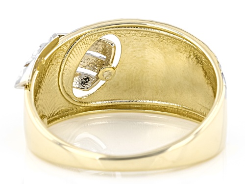 10k Yellow Gold & Rhodium Over 10k Yellow Gold Diamond-Cut Ring - Size 7