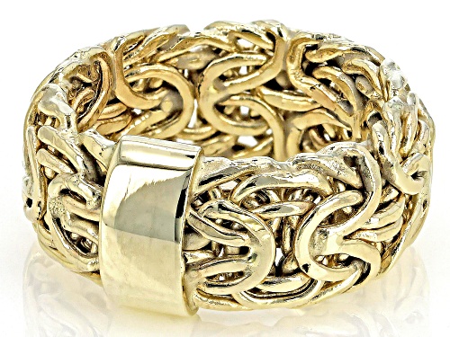10K Yellow Gold Mirrored Byzantine Ring - Size 7