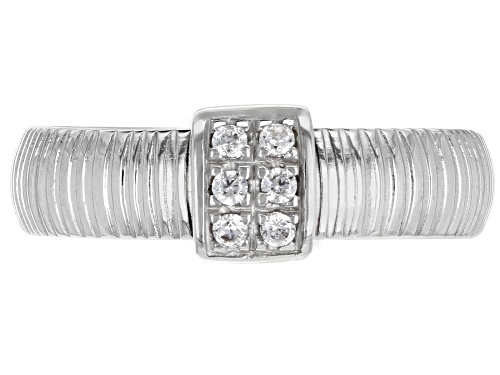 Bella Luce® 0.15ctw Diamond Simulant Rhodium Over 10k White Gold Ribbon Band Ring - Size 8