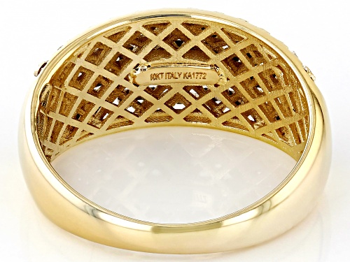 10k Yellow Gold & Rhodium Over 10k Yellow Gold Diamond-Cut Dome Ring - Size 6
