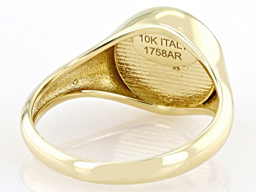 Splendido Italian Jewelry™ 10k Yellow Gold Hamsa, Clover, & Horseshoe Symbols Signet Ring - Size 6