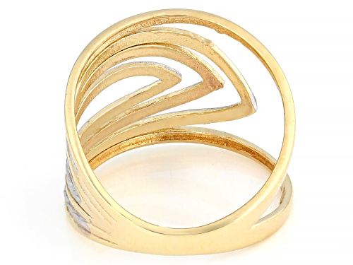 10k Yellow and White Gold Diamond Cut Multi-Row Marquise Ring - Size 6
