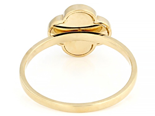 10k Yellow Gold Diamond Cut Clover Ring - Size 8