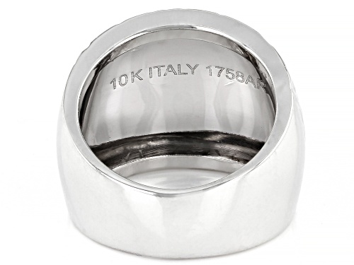 10K White Gold Diamond Cut 18.1MM Dome Ring - Size 4