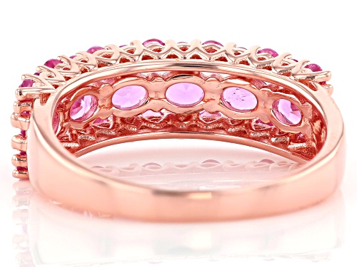 1.79CTW OVAL AND ROUND LAB CREATED PINK SAPPHIRE 18K ROSE GOLD OVER SILVER BAND RING - Size 9