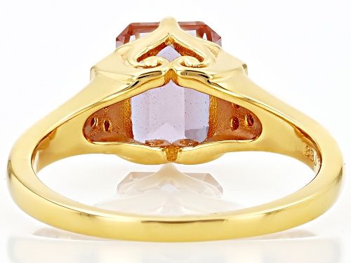 Lab Color Change Zandrite Octagon with Garnet & Zircon 18K Yellow Gold Over Silver Ring 2.09ctw - Size 8