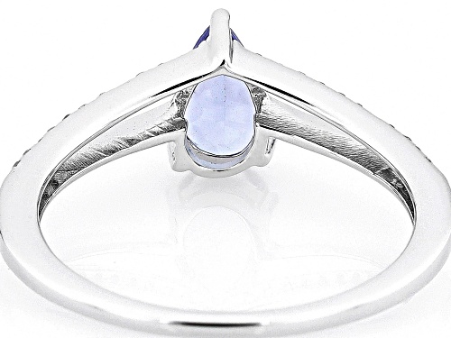 Tanzanite with White Zircon Rhodium Over Sterling Silver Ring - Size 8