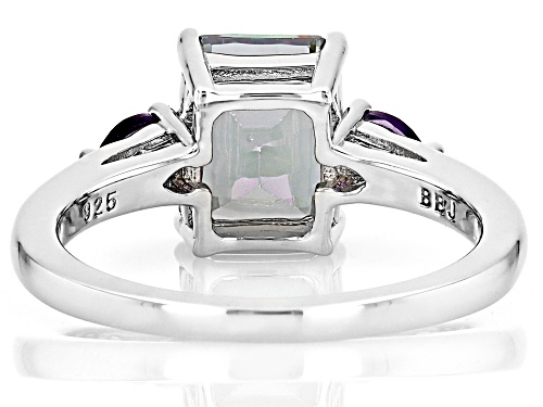 Mystic Topaz with Amethyst Rhodium Over Sterling Silver Ring - Size 8