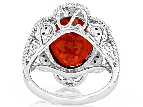 Hessonite Garnet and Black Spinel Rhodium Over Sterling Silver Ring 8.87CTW - Size 7