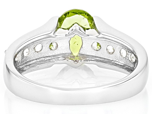 Green Peridot and White Topaz Rhodium Over Sterling Silver Ring 2.36CTW - Size 9