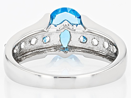 Swiss Blue Topaz with White Topaz Rhodium Over Sterling Silver Ring 2.52CTW - Size 7