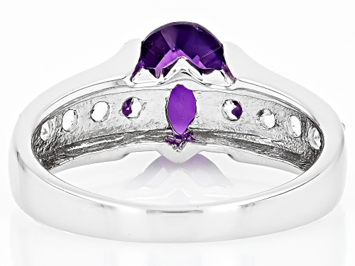 Purple Amethyst with White Topaz Rhodium Over Sterling Silver Ring 2.14CTW - Size 7
