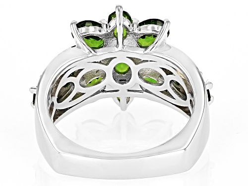 Green Chrome Diopside and White Zircon Rhodium Over Sterling Silver Ring 3.20CTW - Size 8