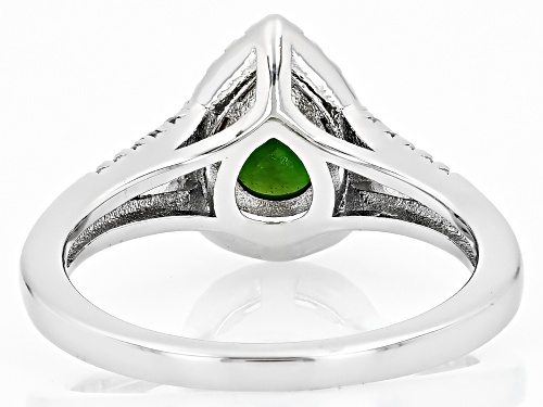 Chrome Diopside and White Zircon Rhodium Over Sterling Silver Ring 1.29CTW - Size 7
