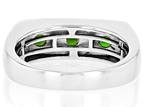 Round Green Chrome Diopside Rhodium Over Sterling Silver Ring 1.44CTW - Size 11