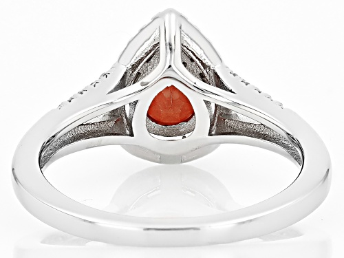 Red Garnet 1.25Ctw & White Zircon 0.27Ctw Rhodium Over Sterling Silver Ring - Size 7