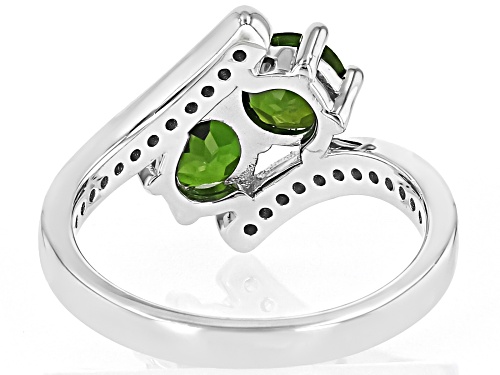 Chrome Diopside & White Zircon Rhodium Over Sterling Silver Ring 1.80Ctw - Size 8