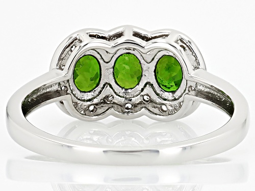 Chrome Diopside & White Zircon Rhodium Over Sterling Silver Ring 1.00Ctw - Size 8