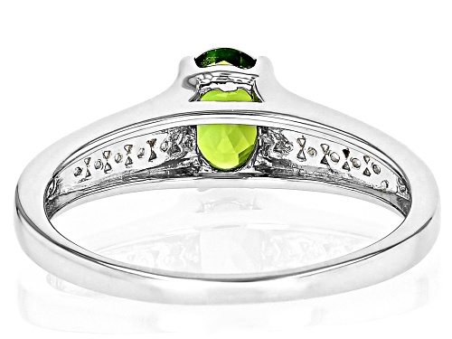 Chrome Diopside & White Zircon Rhodium Over Sterling Silver Ring 0.90Ctw - Size 8