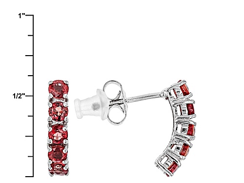 Exotic Jewelry Bazaar™ 1.55ctw Round Red Winza Sapphire Sterling Silver 5-Stone Earrings