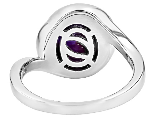 Purple Turquoise Oval 11x9mm Rhodium over Sterling Silver Solitaire Ring - Size 10