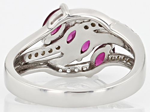 Purple Rhodolite Garnet with White Zircon Rhodium Over Sterling Silver Ring - Size 9